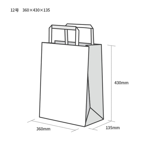 印刷手提げ袋 / クラフト紙平紐 12号360x430x135