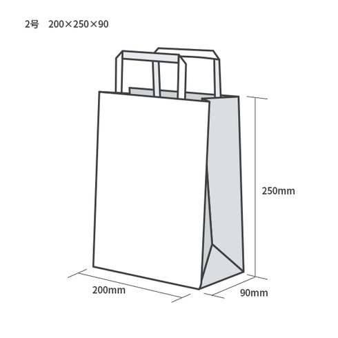印刷手提げ袋 / クラフト紙平紐 2号200x250x90